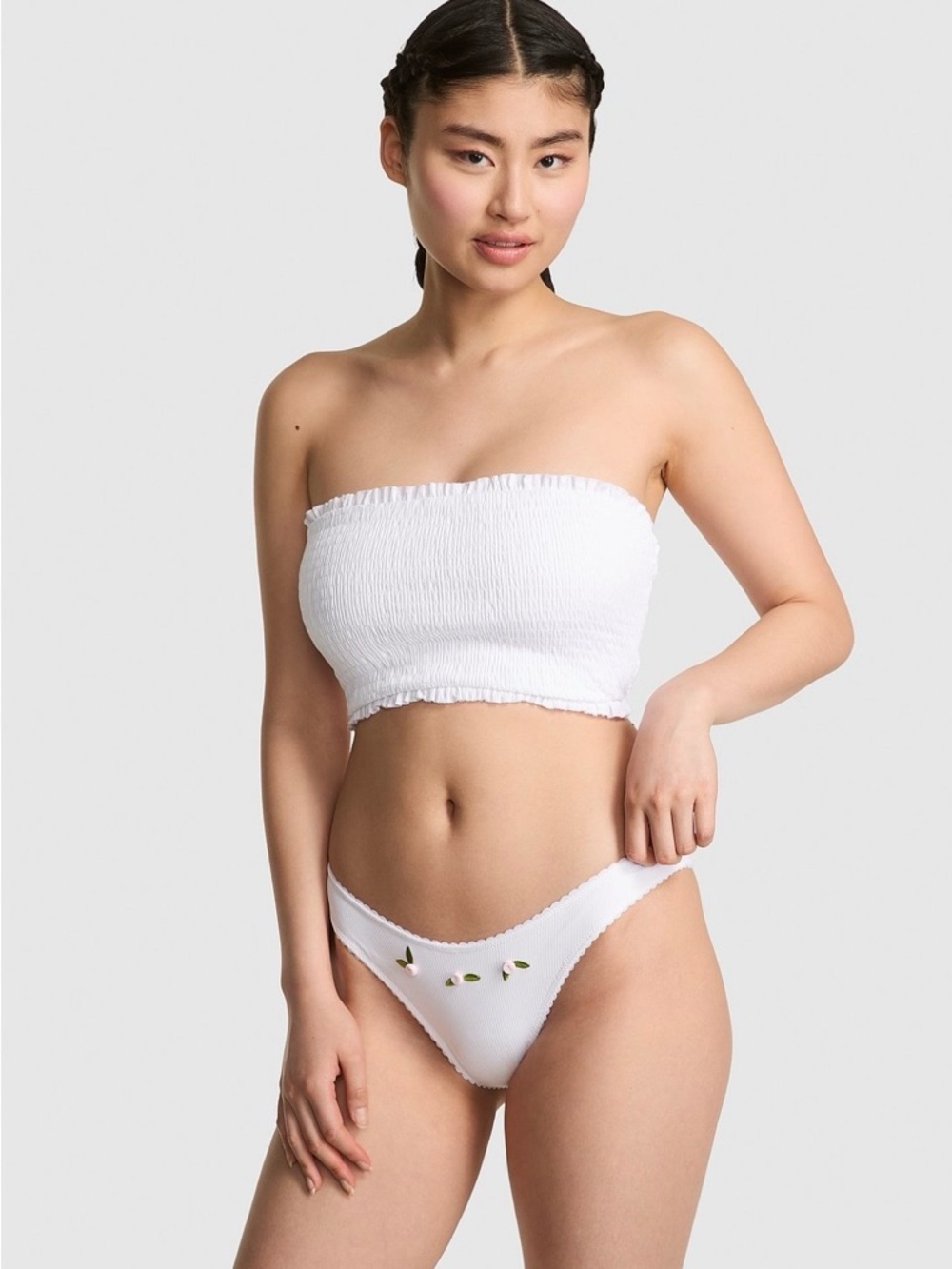 Pink By Frankie’s Bikinis Ribbed Strapless Bikini Top M